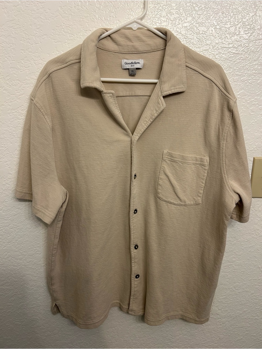 Goodfellow & Co Beige Short-Sleeve Camp-Collar Button Shirt